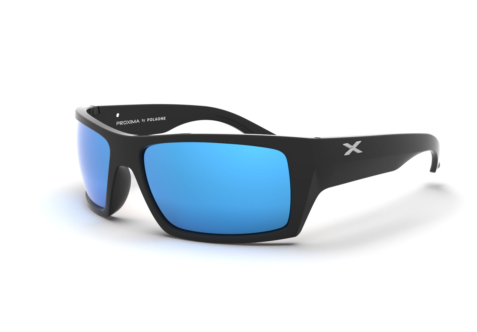 Matt Black POLAXIMA Model X01  UV400 polarized matt black sunglasses RXable CoreMirror polycarbonate, Mineral galss